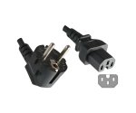 Nettkabel CEE 7/7 90° til varmeapparatplugg C15, 1mm², VDE, svart, lengde 1,80 m